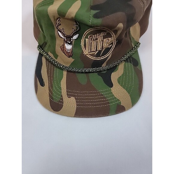 Vintage Miller Lite Beer Whitetail Deer Camo Rope Hat RARE